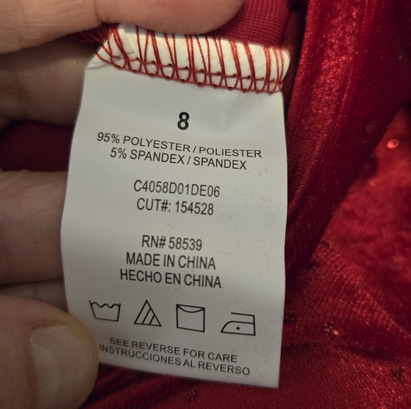 Speechless Kids Girls Dress Sz 8 Red Velvet Sparkles throughout Ruffles Tie Back - Picture 9 of 9